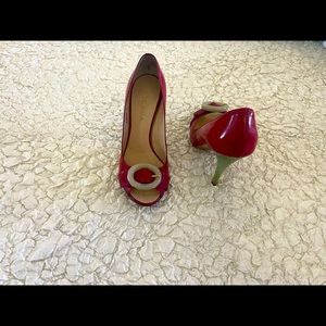 Escada Red with Jade like  heel and buckle